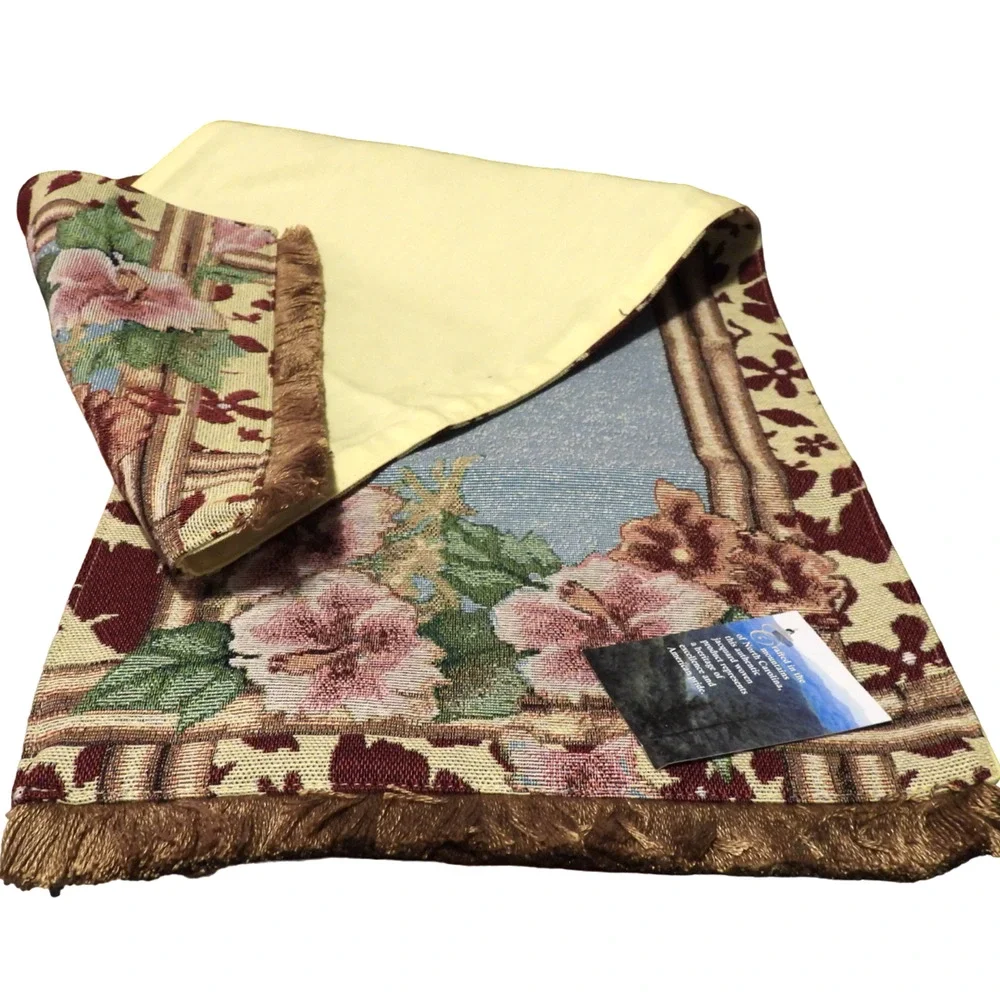 Manual Woodworkers Tropical Table Runner Tapestry Lined Hawaiian Hibiscus 36